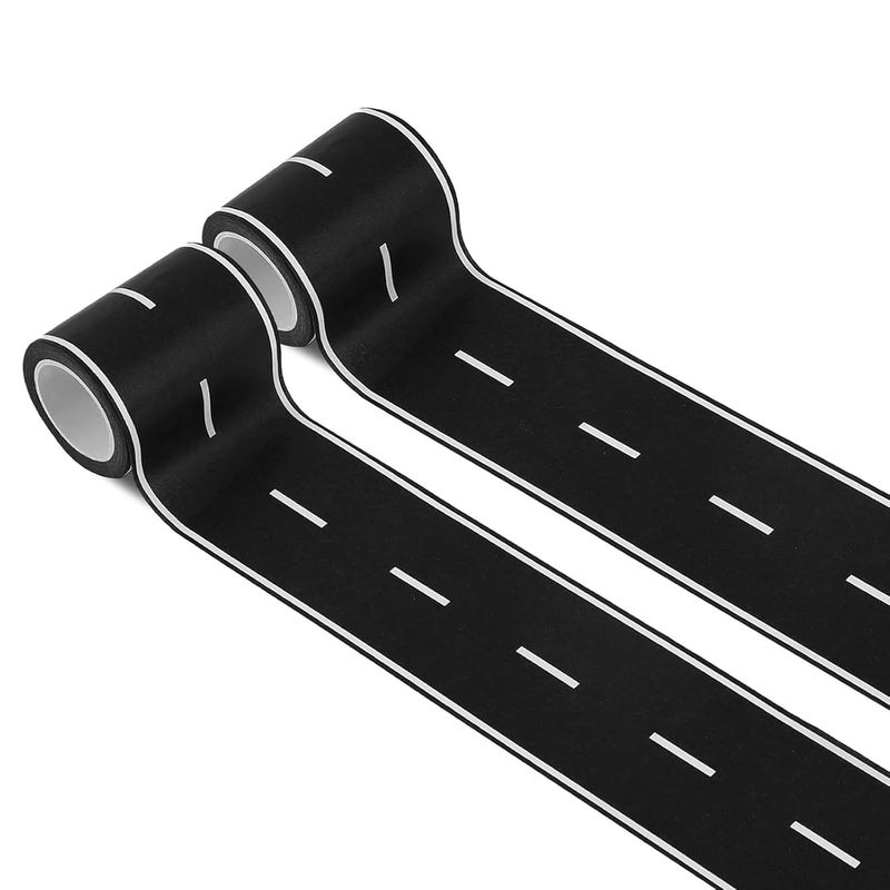 HMPBEFU 2 Pack 32.8 ft x 2in. Black Roadway Track Tape, Road Tape for Toy Cars, Sticks to Flat Surfaces, No Residue - Image 1